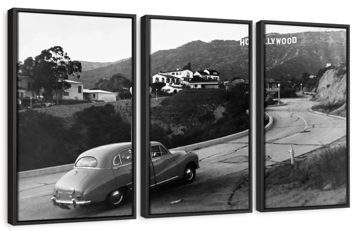 1950s Austin Car Driving Up Hollywood Hills Wall Art