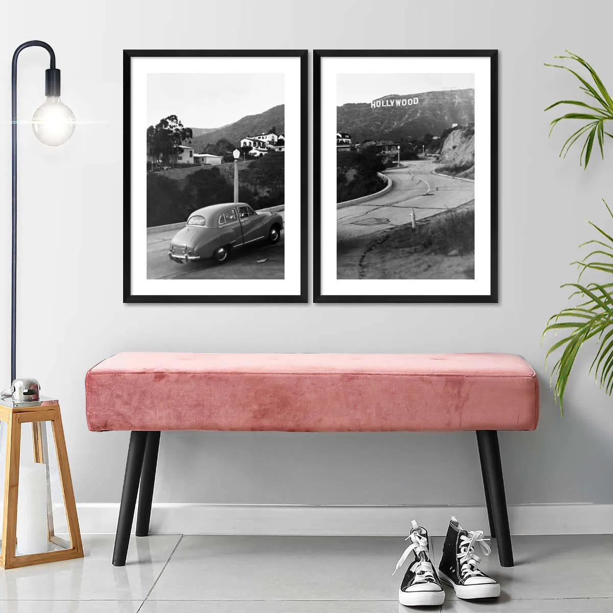1950s Austin Car Driving Up Hollywood Hills Wall Art