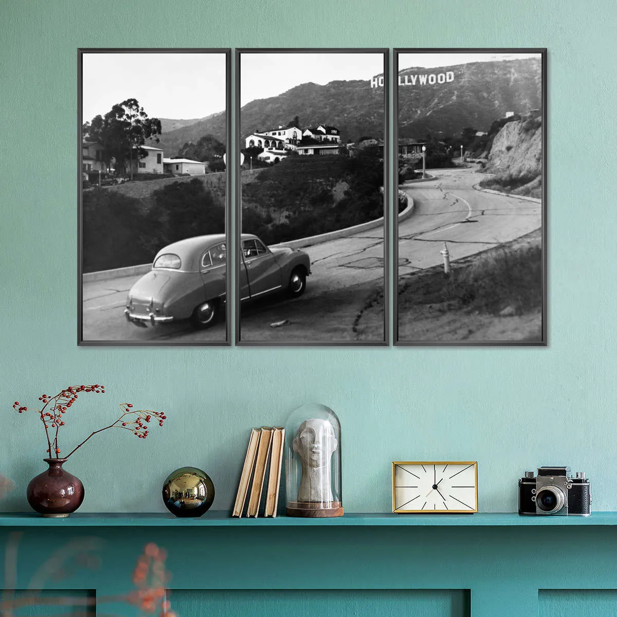 1950s Austin Car Driving Up Hollywood Hills Wall Art