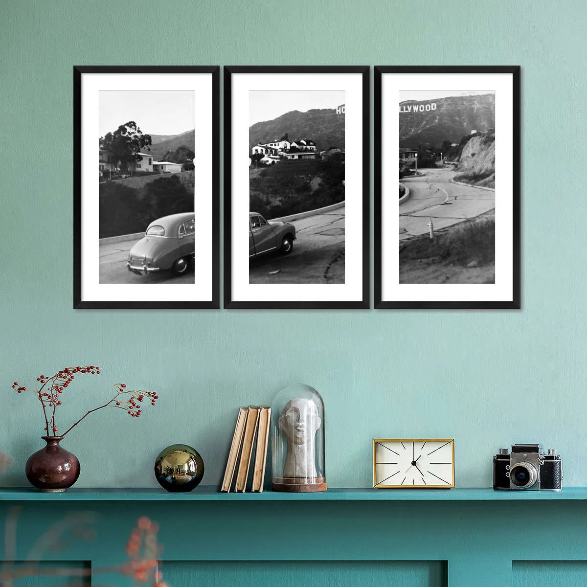 1950s Austin Car Driving Up Hollywood Hills Wall Art