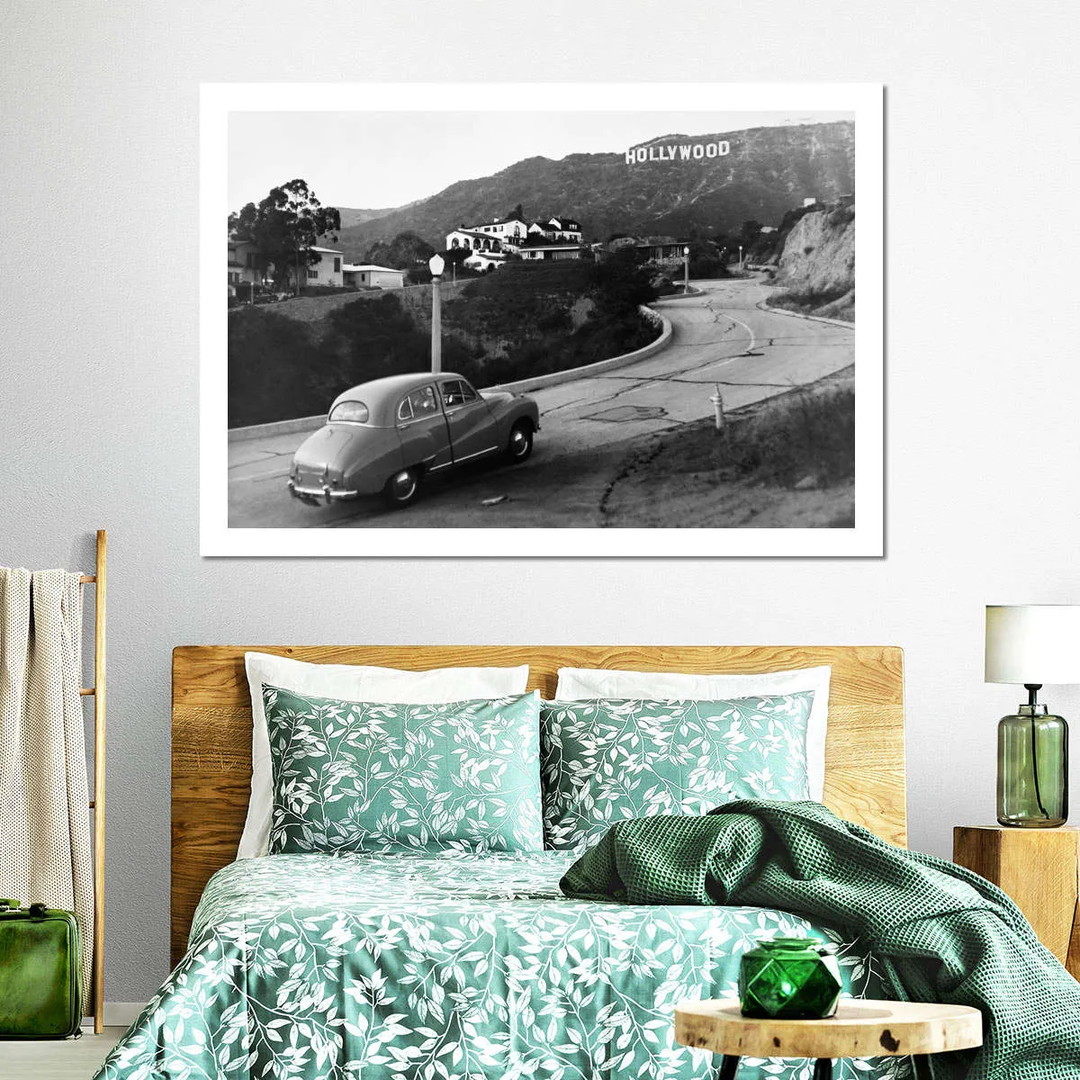 1950s Austin Car Driving Up Hollywood Hills Wall Art