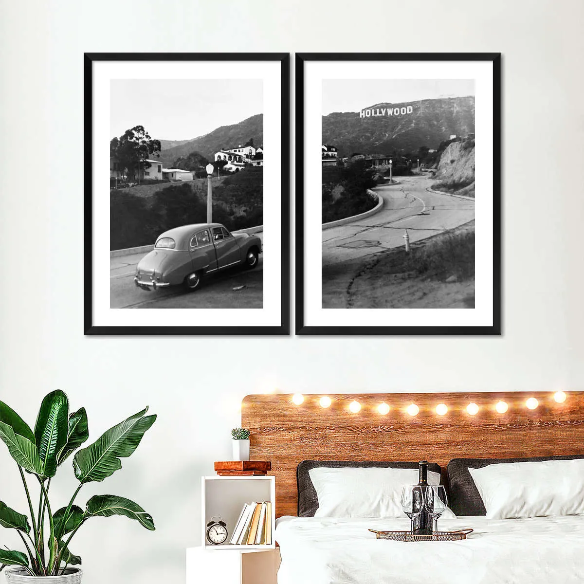 1950s Austin Car Driving Up Hollywood Hills Wall Art