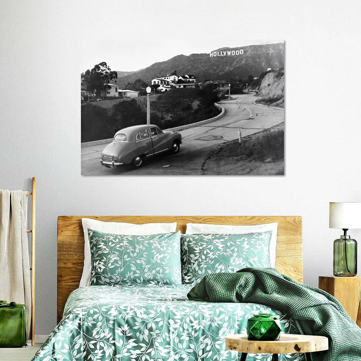 1950s Austin Car Driving Up Hollywood Hills Wall Art