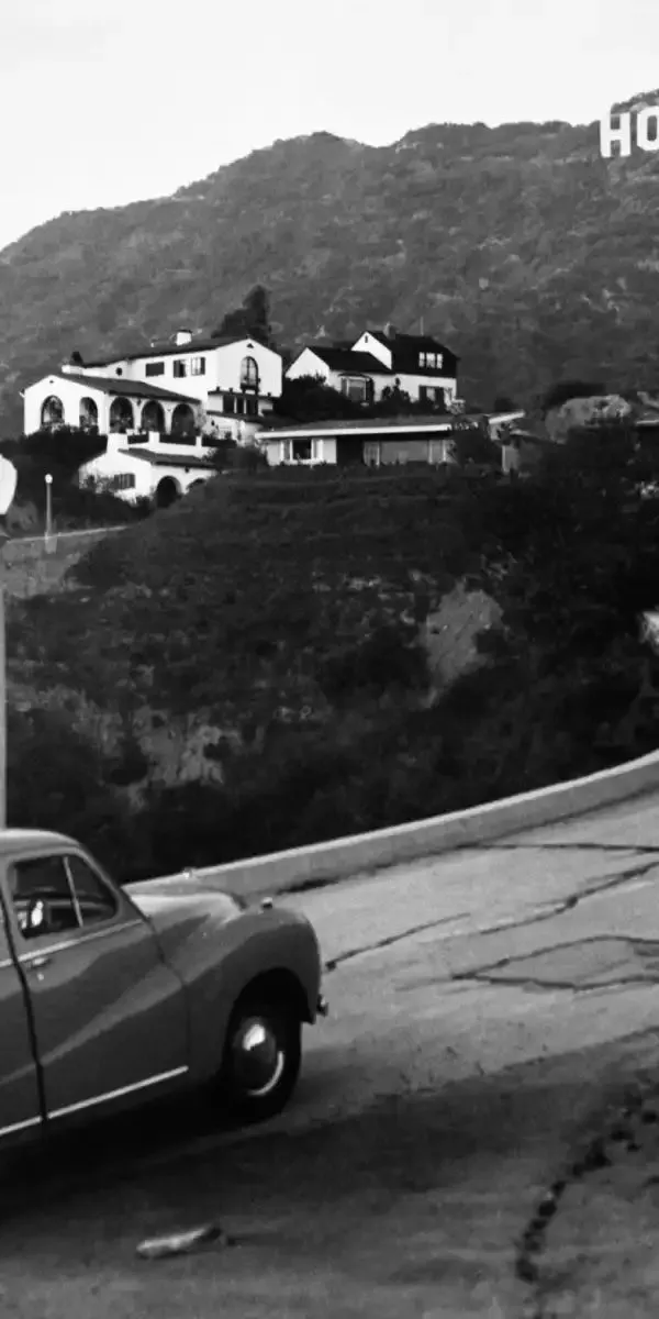 1950s Austin Car Driving Up Hollywood Hills Wall Art