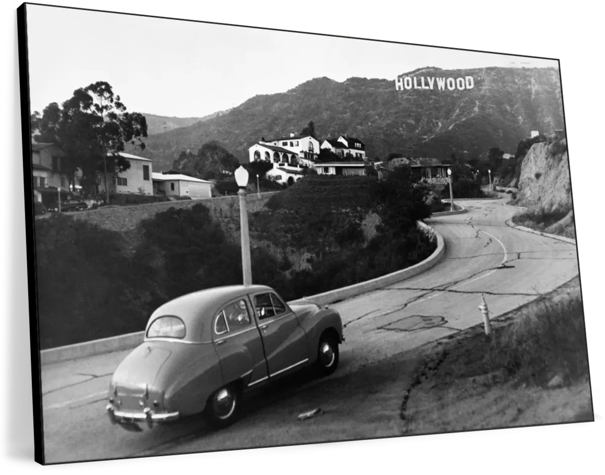 1950s Austin Car Driving Up Hollywood Hills Wall Art