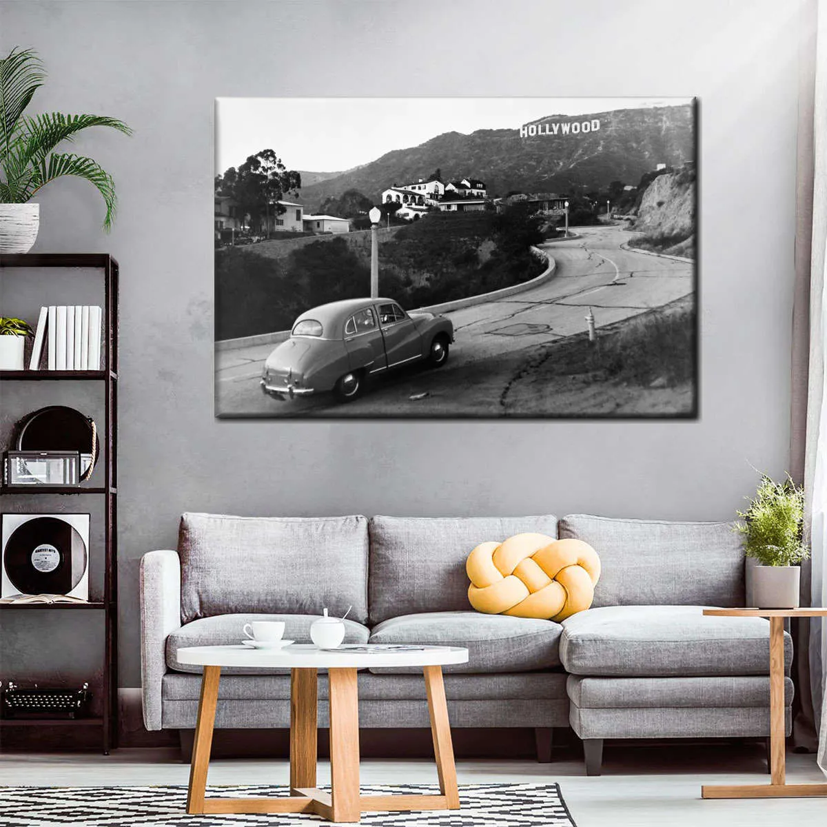 1950s Austin Car Driving Up Hollywood Hills Wall Art