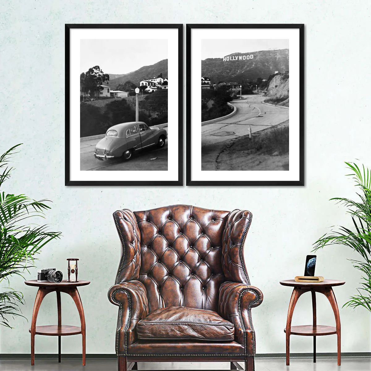 1950s Austin Car Driving Up Hollywood Hills Wall Art