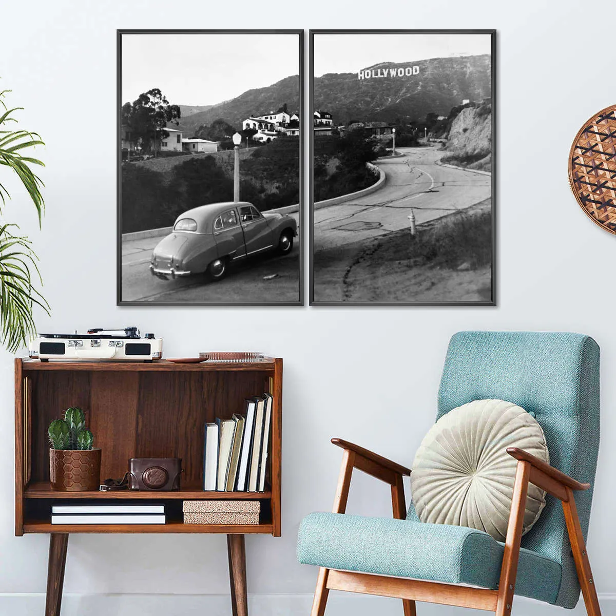 1950s Austin Car Driving Up Hollywood Hills Wall Art