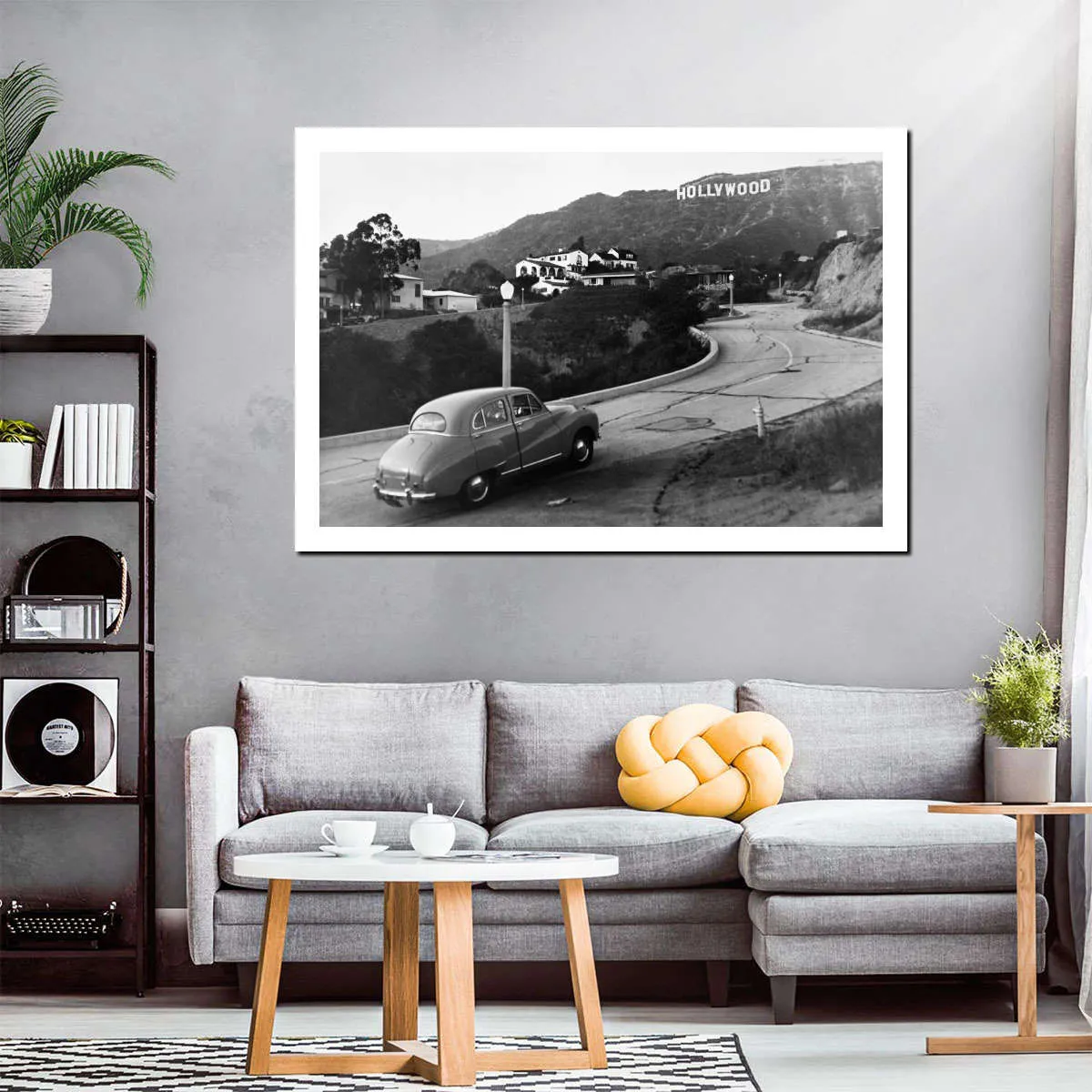 1950s Austin Car Driving Up Hollywood Hills Wall Art