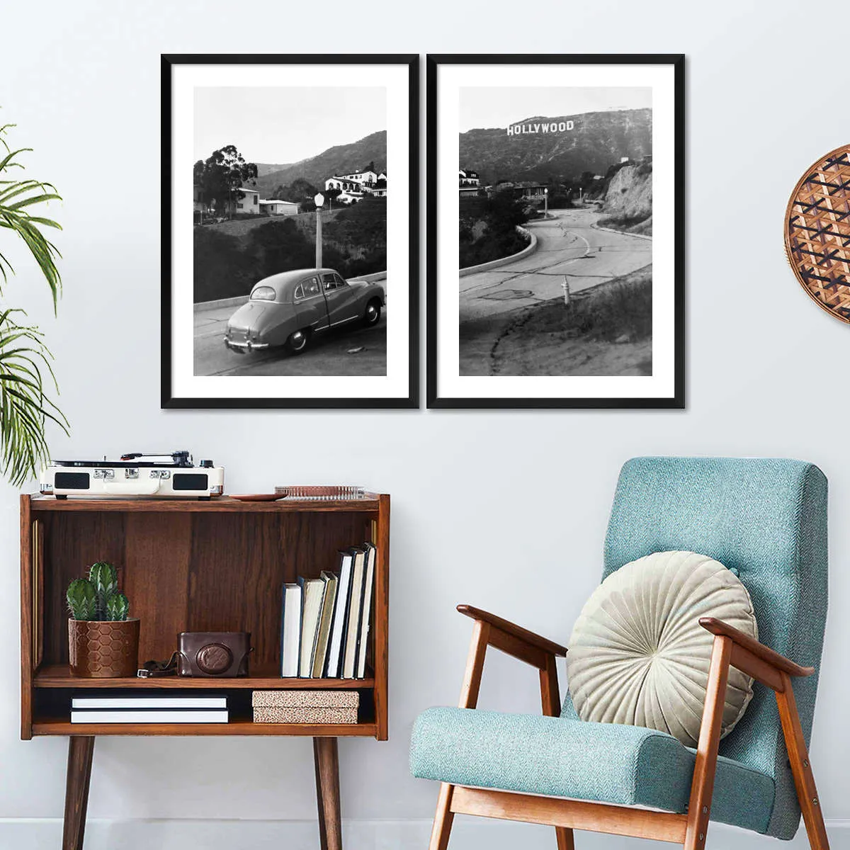 1950s Austin Car Driving Up Hollywood Hills Wall Art