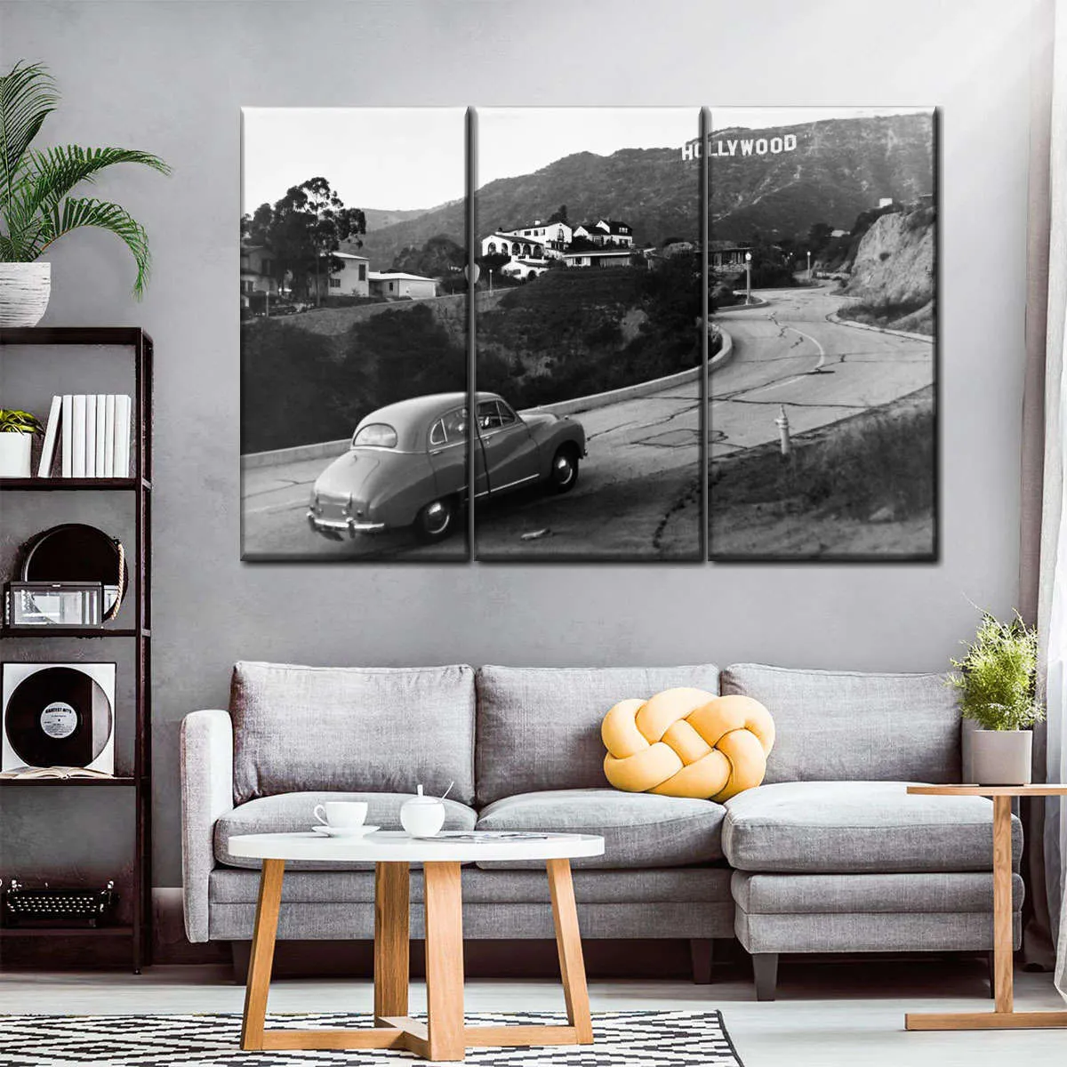 1950s Austin Car Driving Up Hollywood Hills Wall Art
