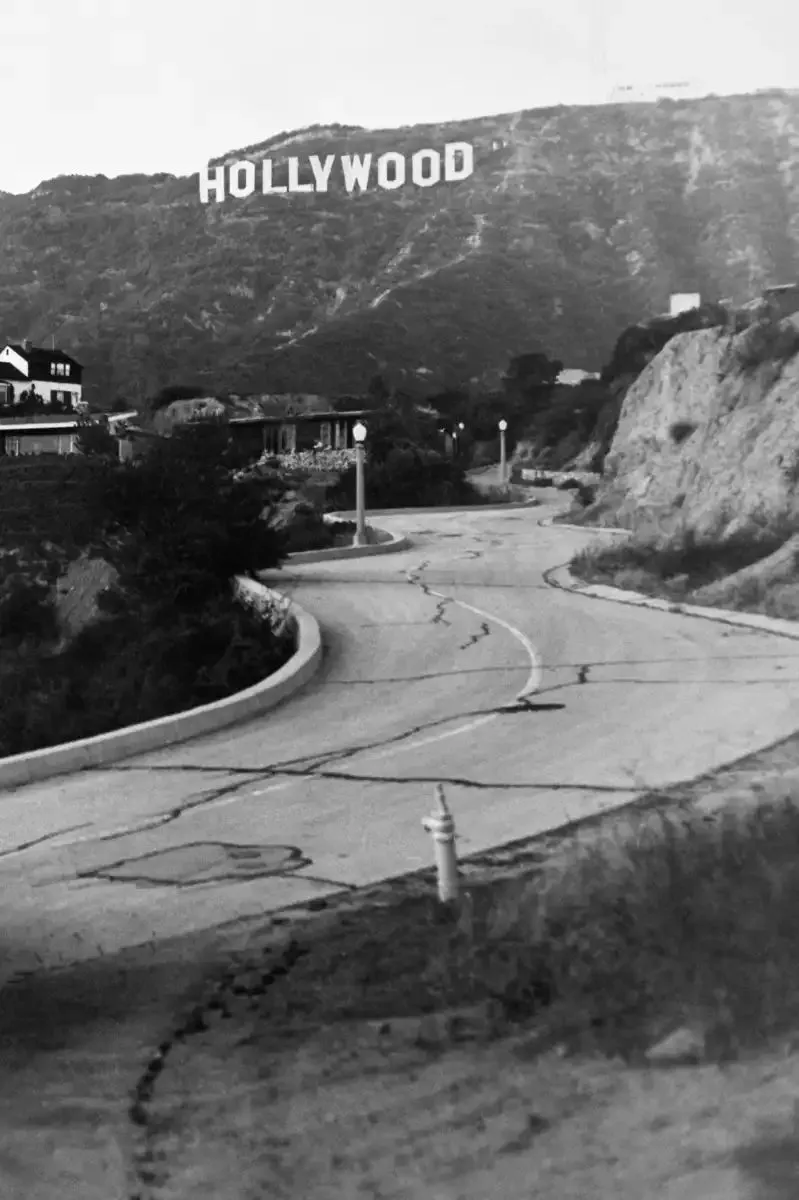 1950s Austin Car Driving Up Hollywood Hills Wall Art