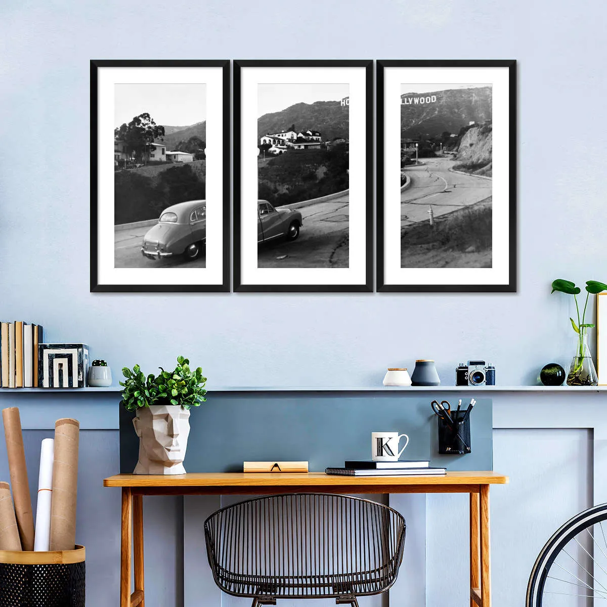 1950s Austin Car Driving Up Hollywood Hills Wall Art