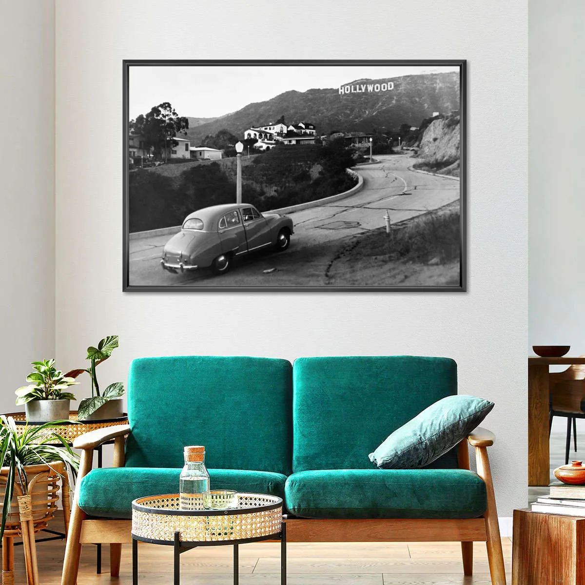 1950s Austin Car Driving Up Hollywood Hills Wall Art