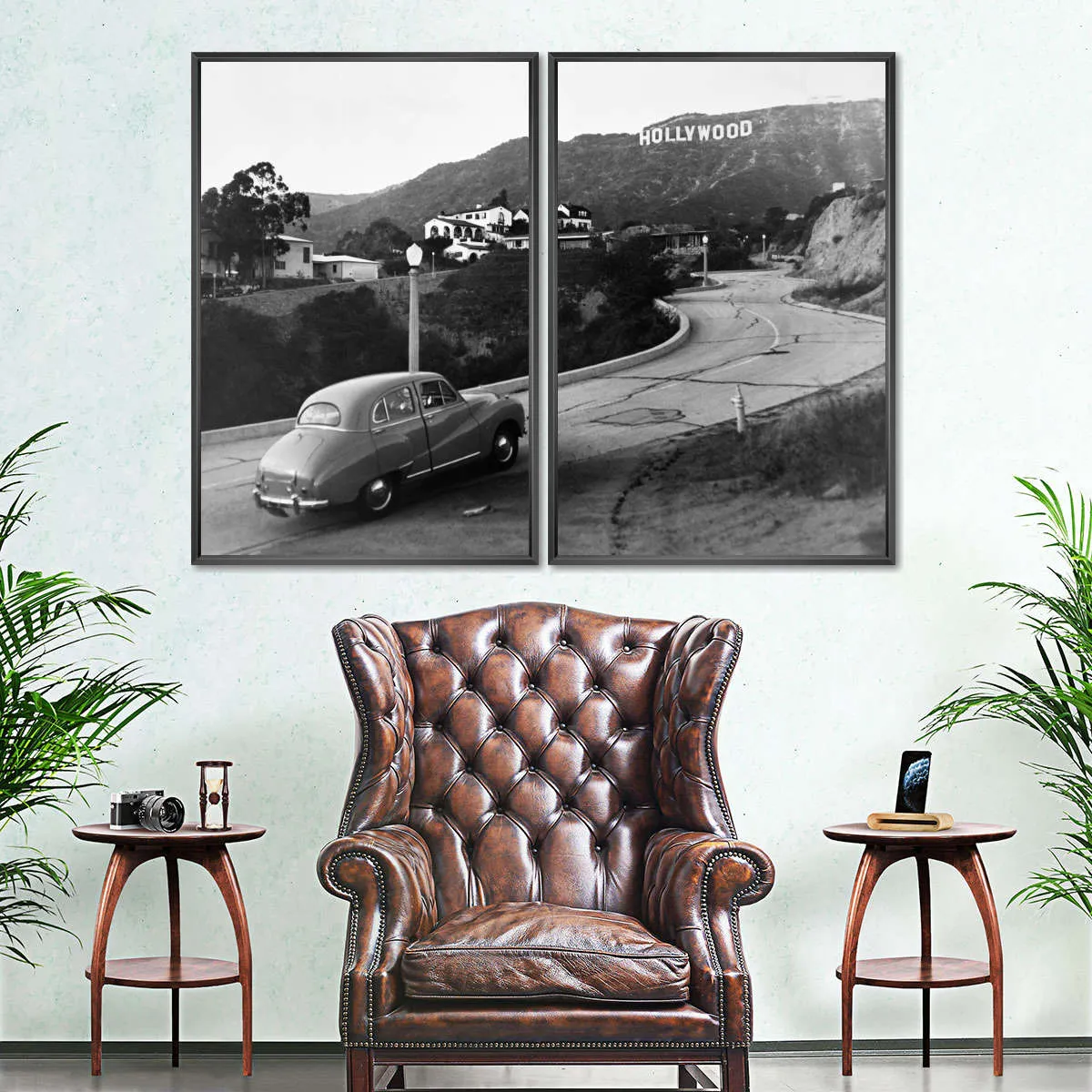 1950s Austin Car Driving Up Hollywood Hills Wall Art