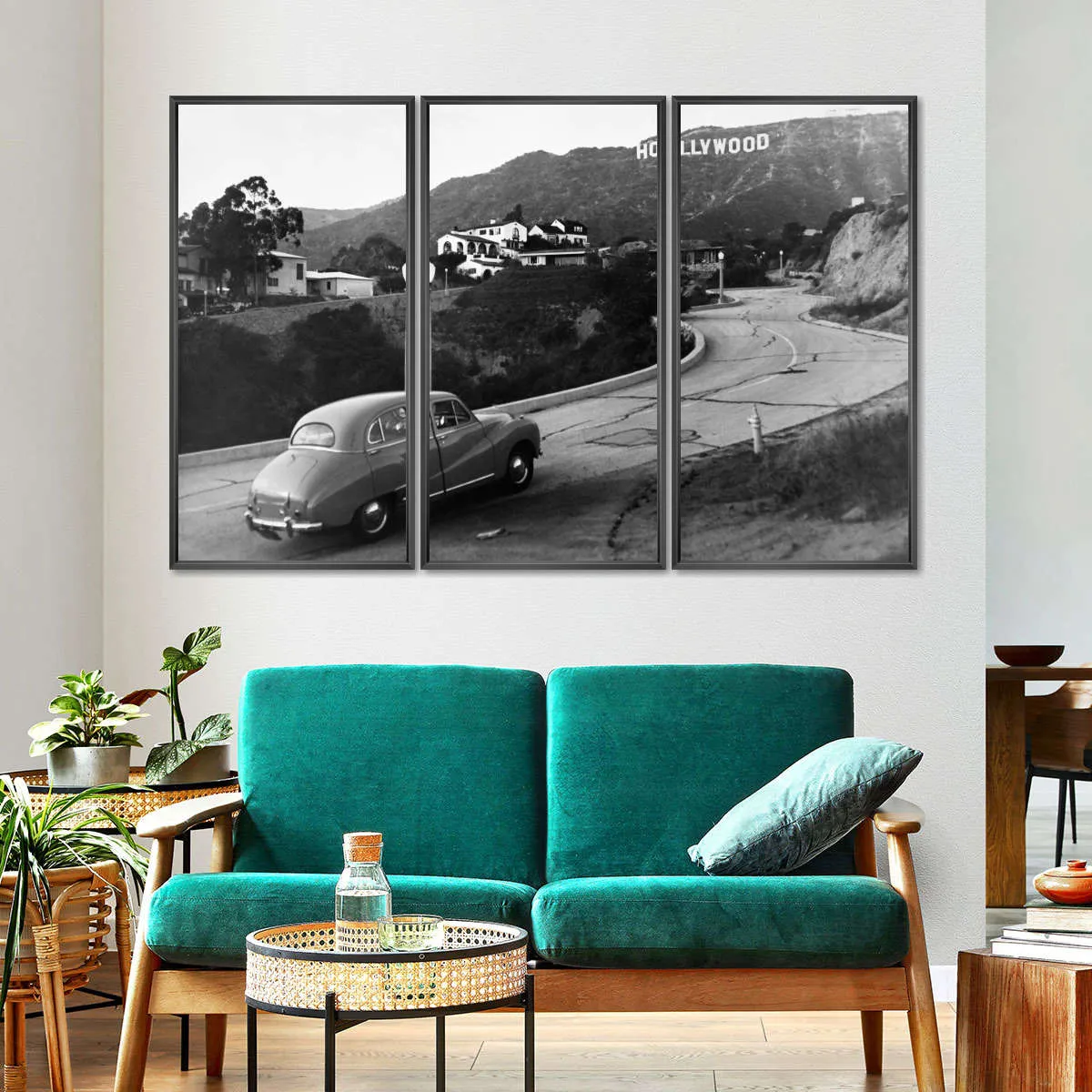 1950s Austin Car Driving Up Hollywood Hills Wall Art