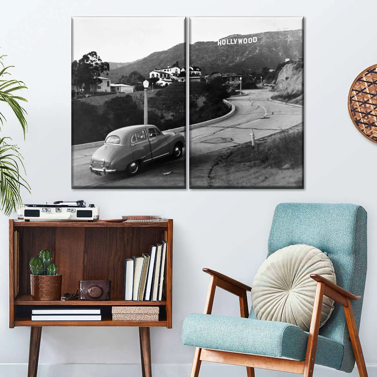1950s Austin Car Driving Up Hollywood Hills Wall Art