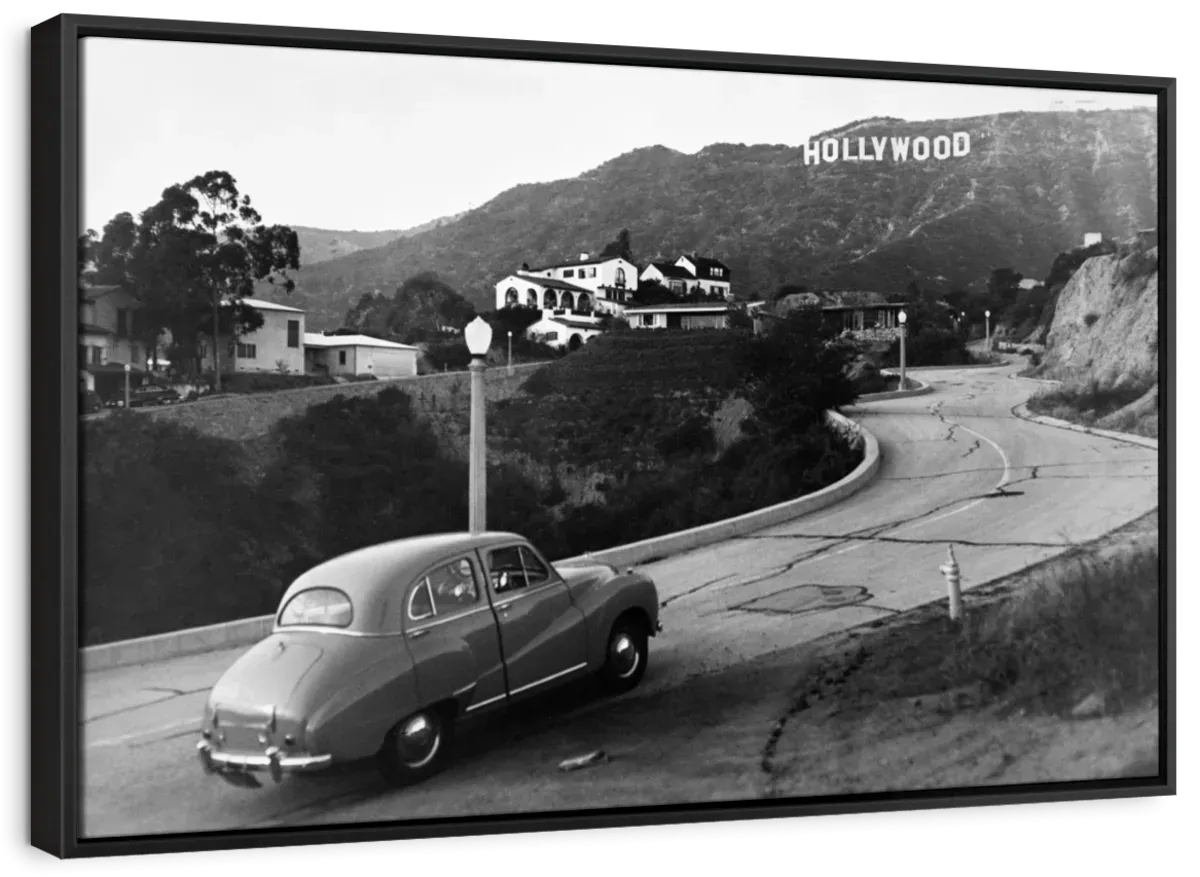 1950s Austin Car Driving Up Hollywood Hills Wall Art