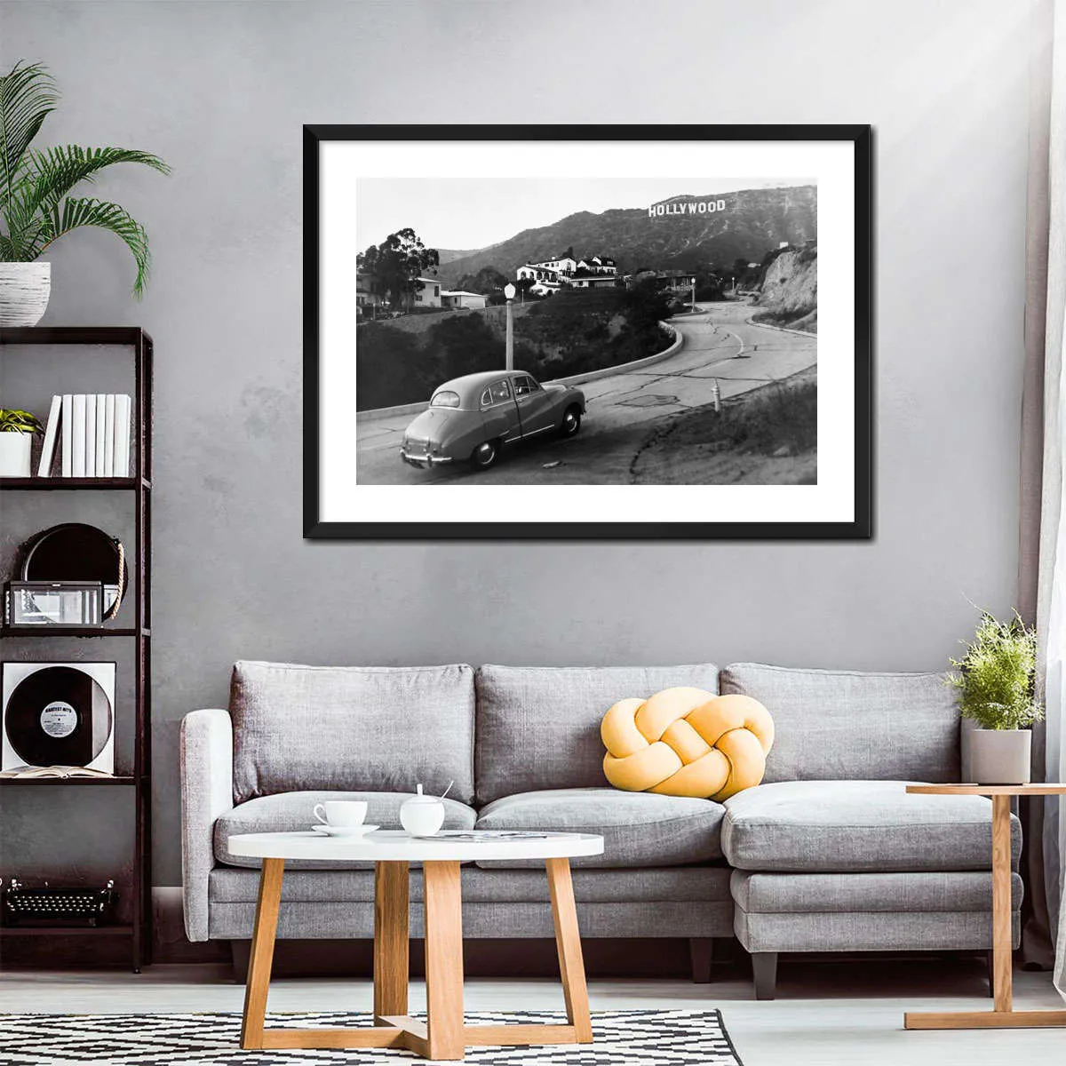 1950s Austin Car Driving Up Hollywood Hills Wall Art