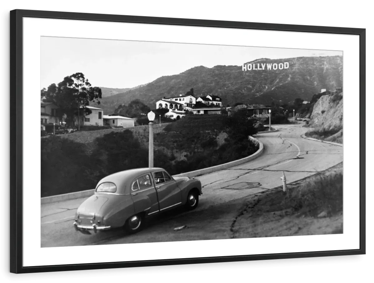 1950s Austin Car Driving Up Hollywood Hills Wall Art