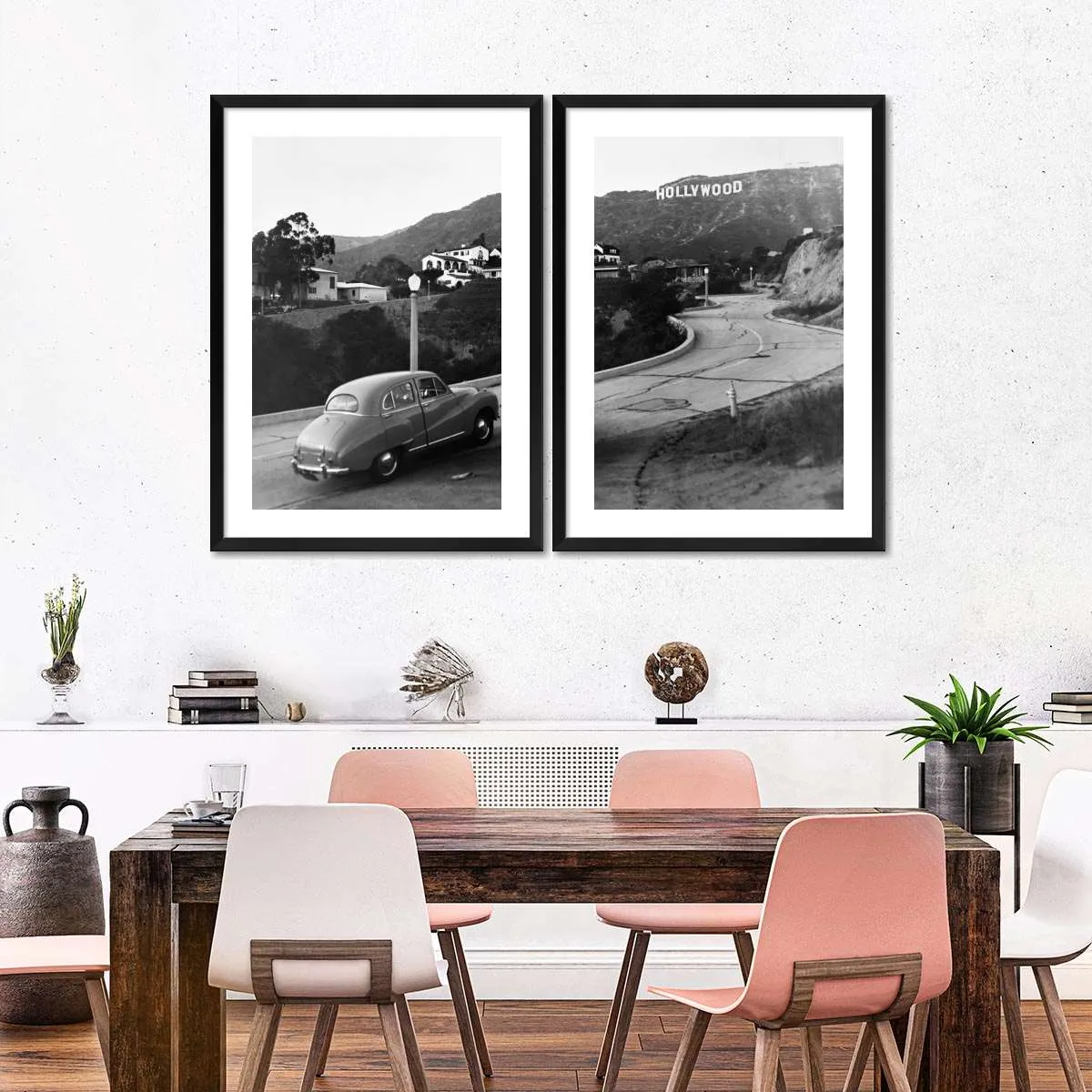 1950s Austin Car Driving Up Hollywood Hills Wall Art