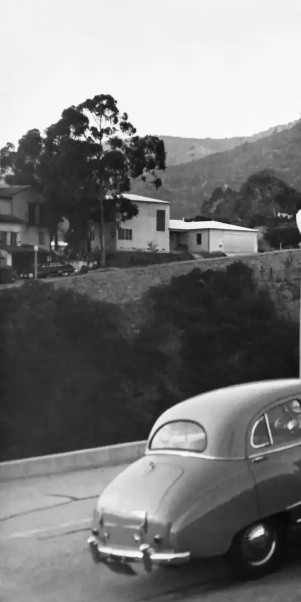 1950s Austin Car Driving Up Hollywood Hills Wall Art