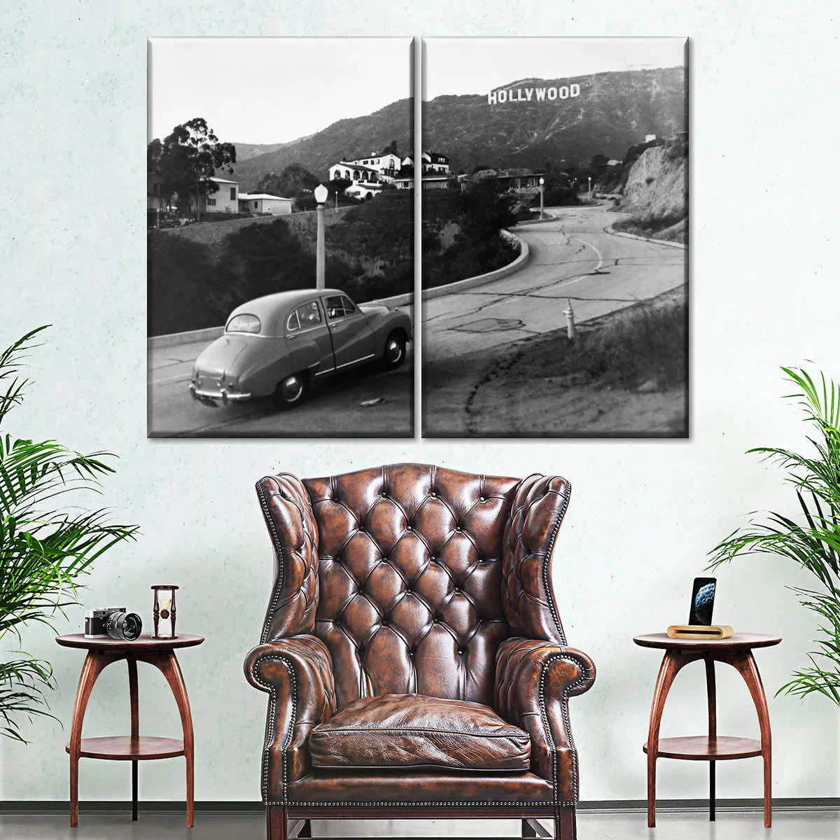 1950s Austin Car Driving Up Hollywood Hills Wall Art