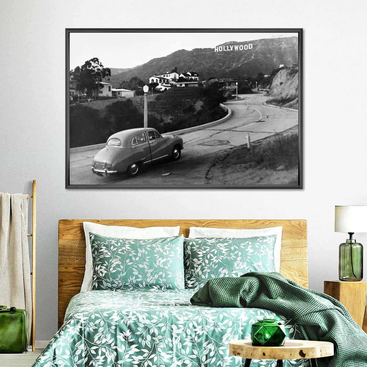 1950s Austin Car Driving Up Hollywood Hills Wall Art