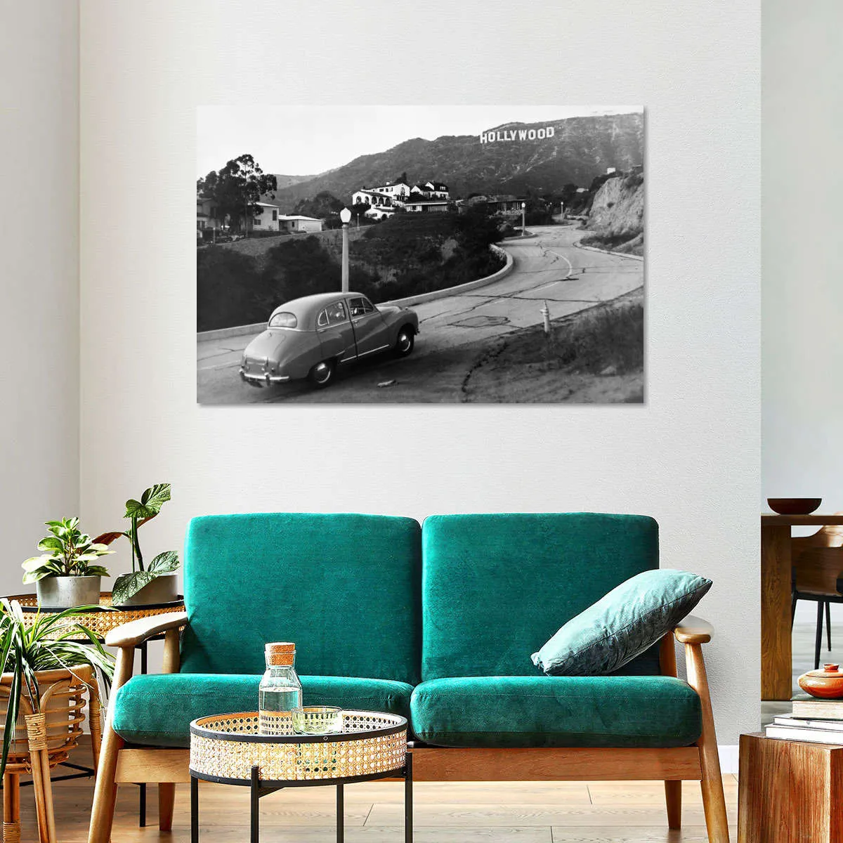 1950s Austin Car Driving Up Hollywood Hills Wall Art