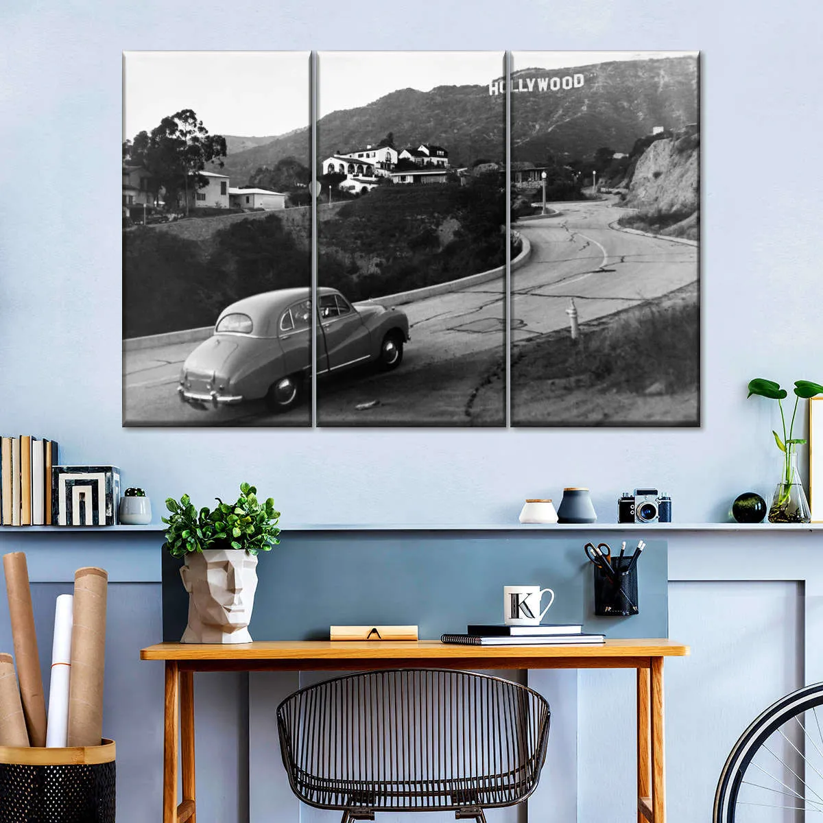 1950s Austin Car Driving Up Hollywood Hills Wall Art
