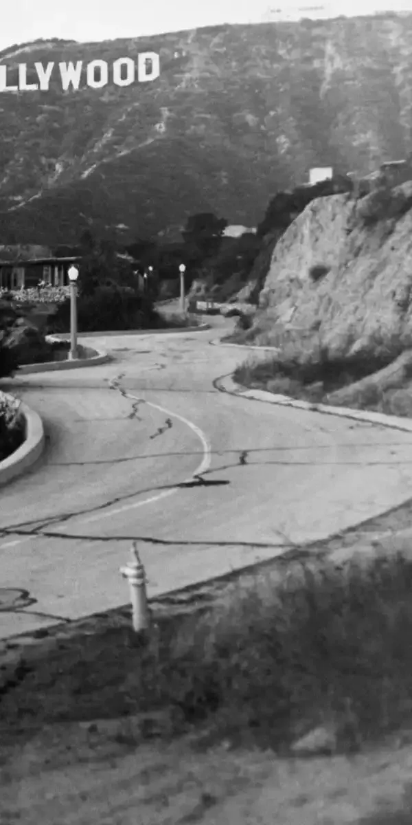 1950s Austin Car Driving Up Hollywood Hills Wall Art