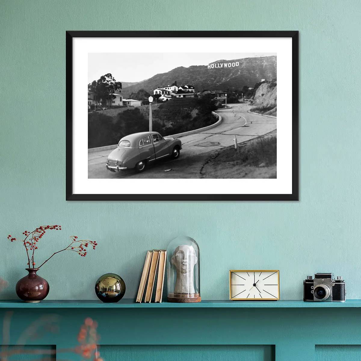 1950s Austin Car Driving Up Hollywood Hills Wall Art