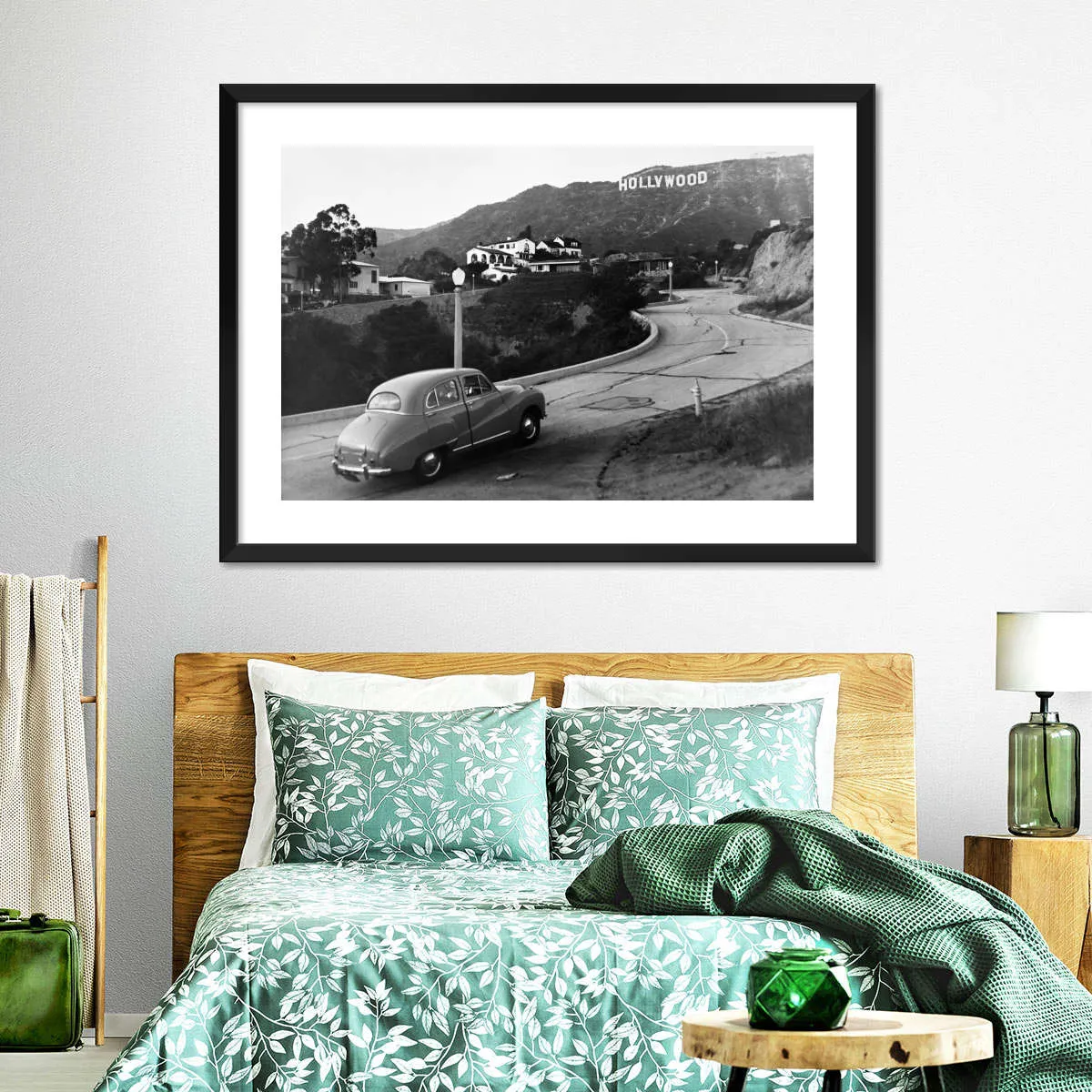 1950s Austin Car Driving Up Hollywood Hills Wall Art
