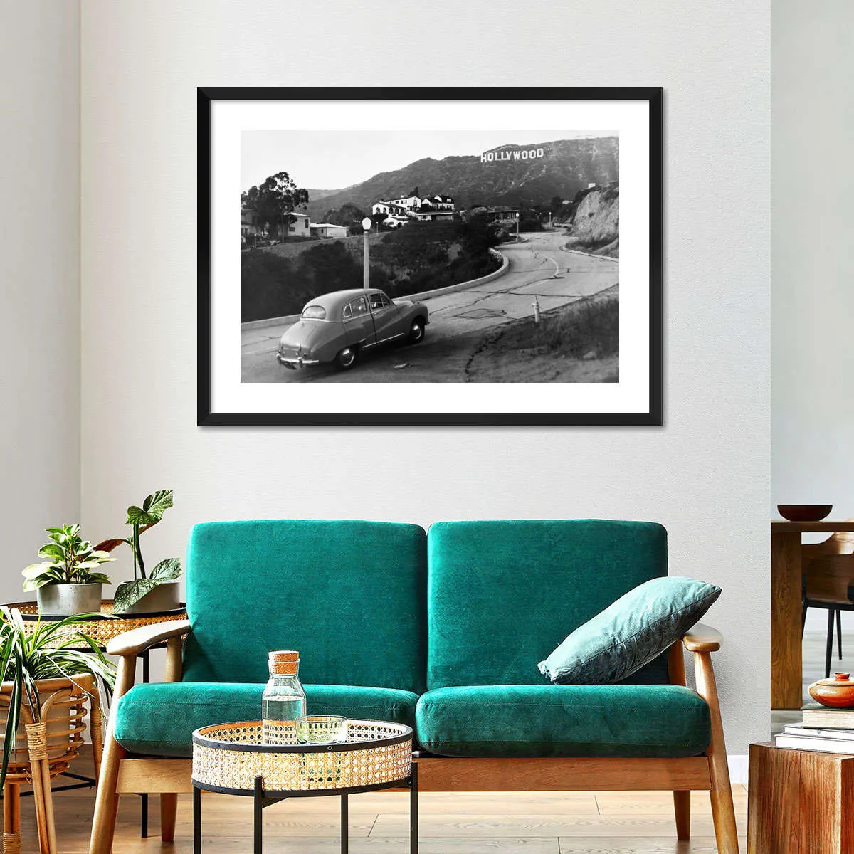 1950s Austin Car Driving Up Hollywood Hills Wall Art