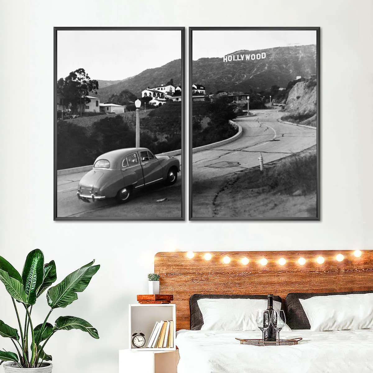 1950s Austin Car Driving Up Hollywood Hills Wall Art