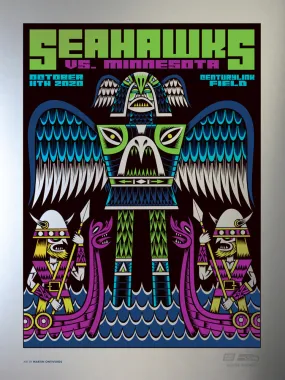 2020 Seahawks vs Vikings Gameday Poster - Silver Variant