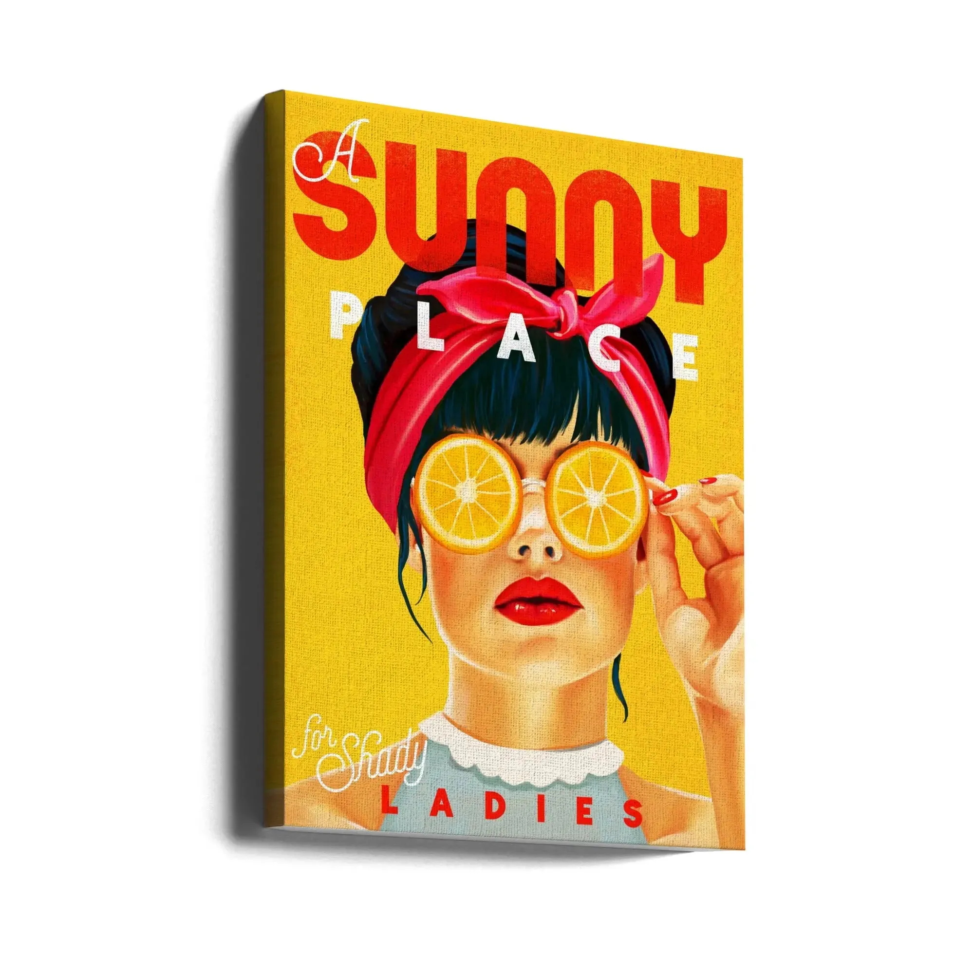 A Sunny Place For Shady Ladies Orange Pinup Art - Stretched Canvas, Poster or Fine Art Print