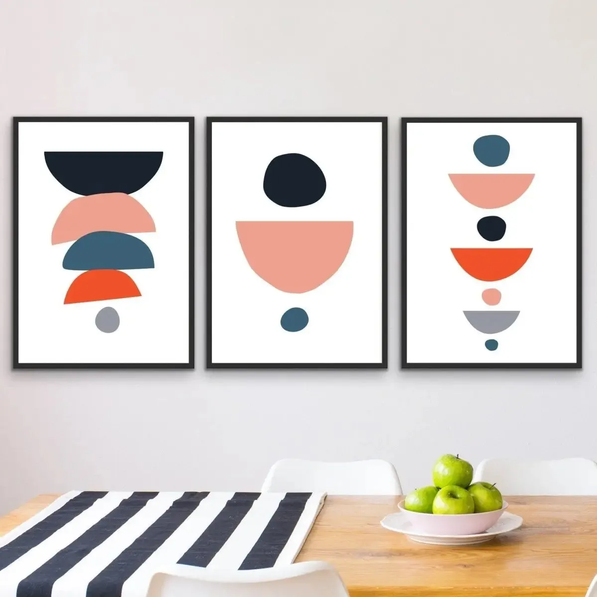 A Valid Question - Three Piece Geometric Red Black Blue Print Set Triptych