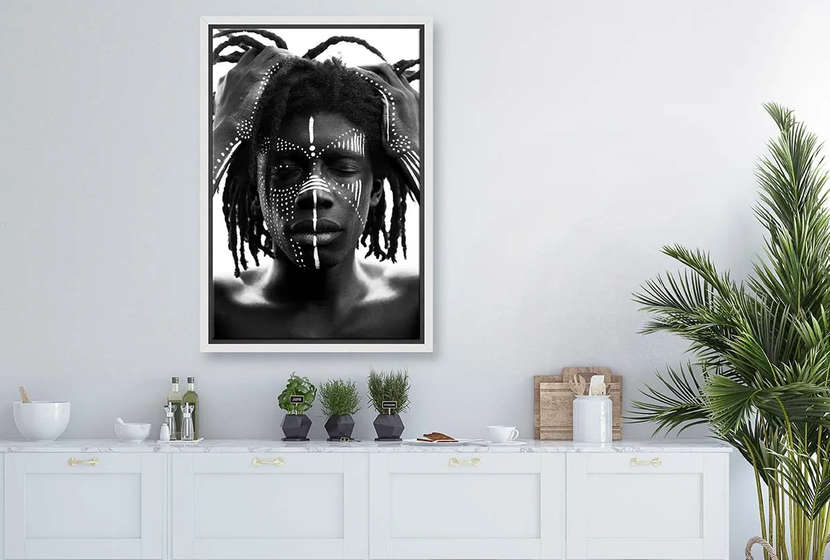 African with Traditional Face Paint | Canvas Wall Art Print