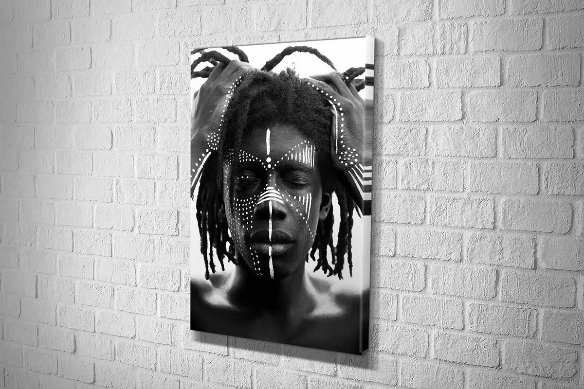 African with Traditional Face Paint | Canvas Wall Art Print
