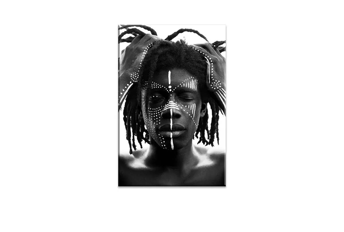African with Traditional Face Paint | Canvas Wall Art Print