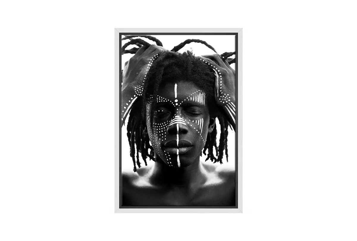 African with Traditional Face Paint | Canvas Wall Art Print