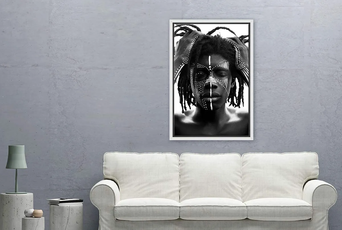 African with Traditional Face Paint | Canvas Wall Art Print