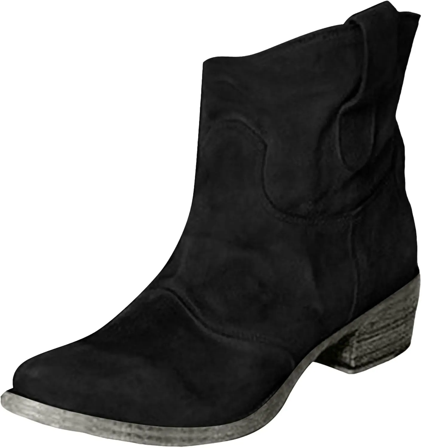 AMDBEL Booties for Women Dressy 2024 Ankle Boots Chunky Low Heel Suede Mid Calf Zipper Cowboy Boots Winter Booties