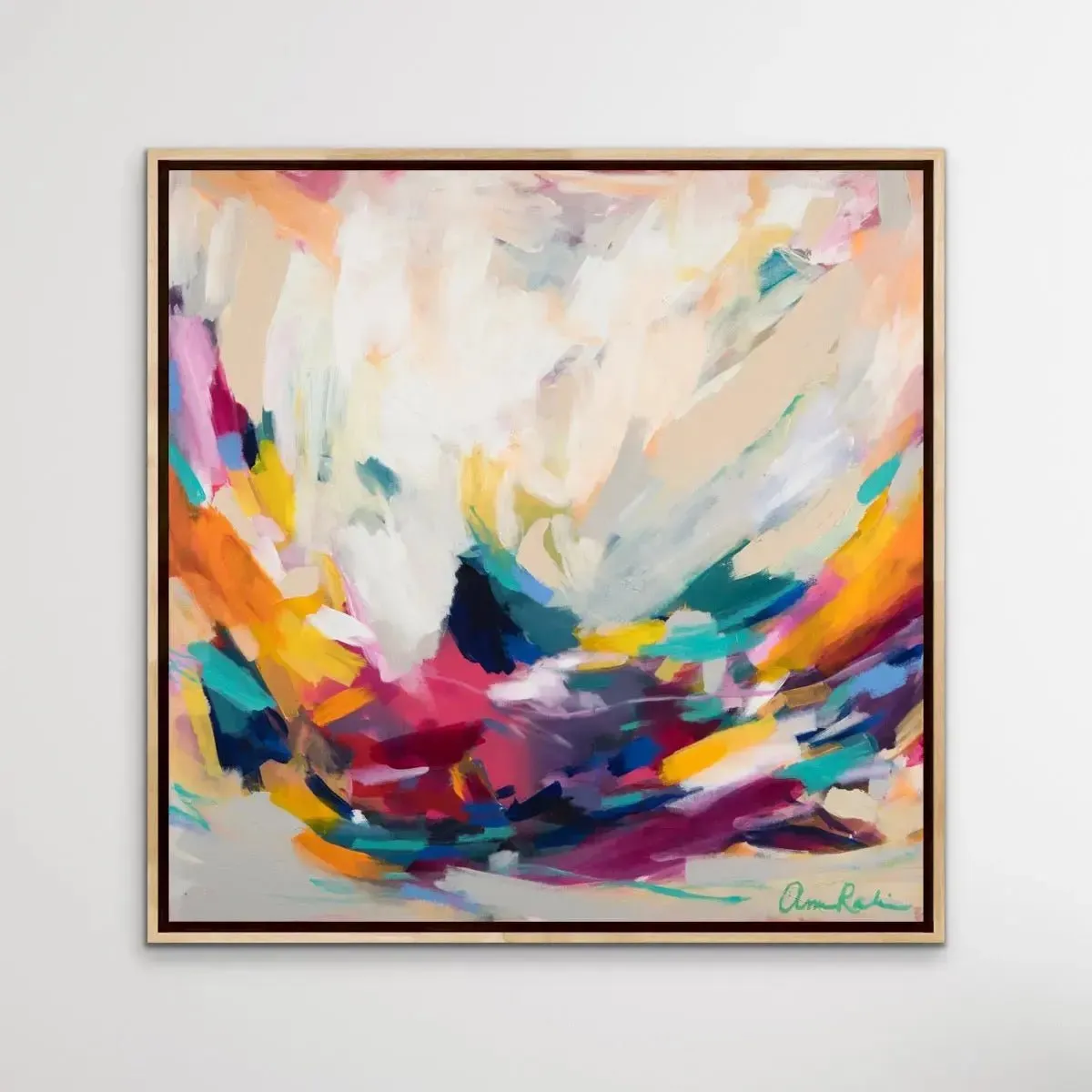 Amira Rahim - New Beginnings - Square Abstract Framed Canvas Print Wall Art Print
