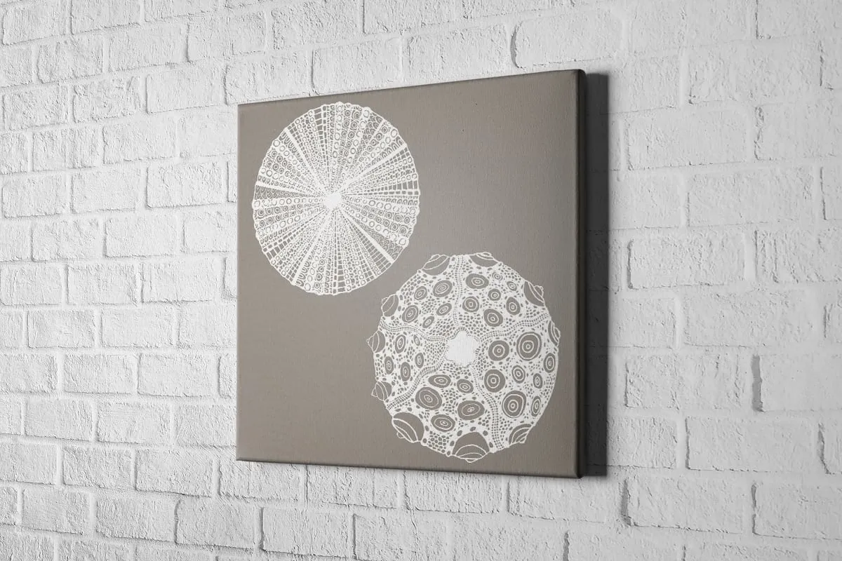Anemone White on Beige | Canvas Wall Art Print