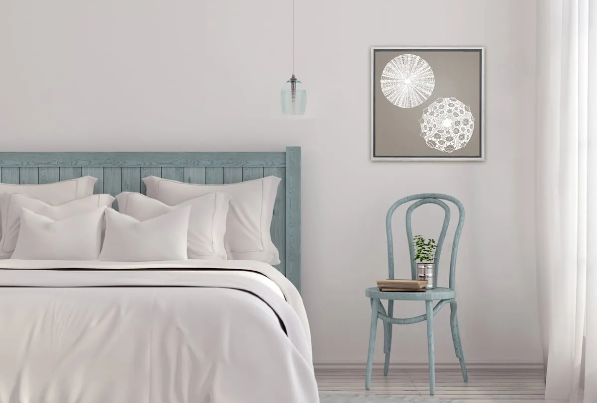 Anemone White on Beige | Canvas Wall Art Print