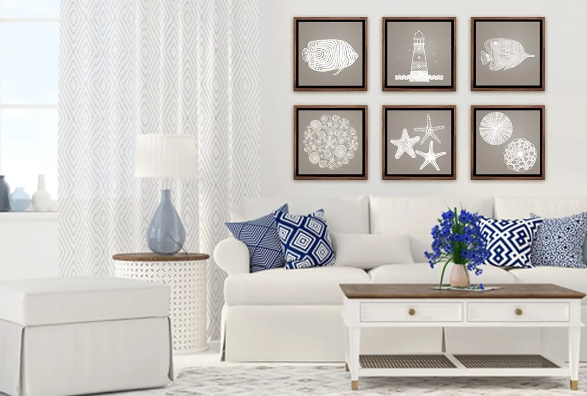Anemone White on Beige | Canvas Wall Art Print