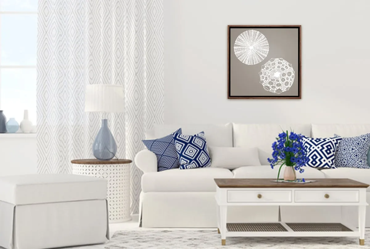 Anemone White on Beige | Canvas Wall Art Print