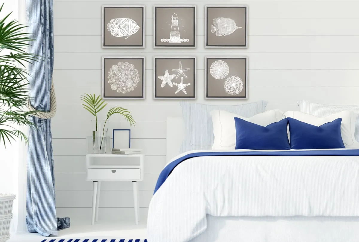 Anemone White on Beige | Canvas Wall Art Print